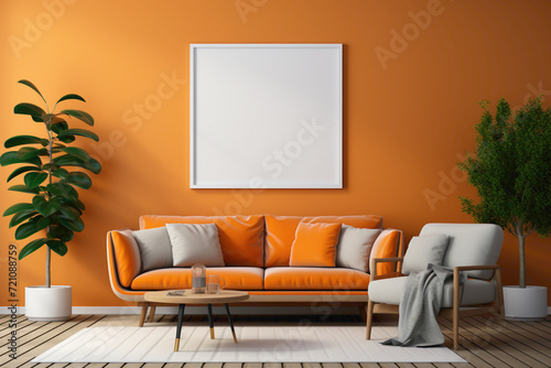 An energetic and lively composition with a white frame against an orange background, creating a vibrant and attention-grabbing space for your copy. © INAYAT