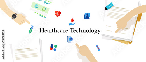 healthcare technology medicine hospital specialist information with smartphone or laptop internet network