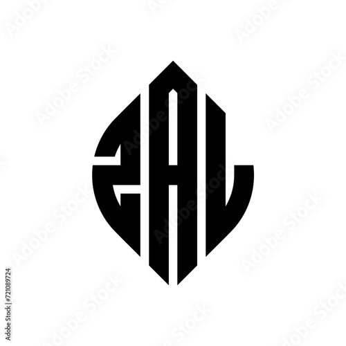 ZAL circle letter logo design with circle and ellipse shape. ZAL ellipse letters with typographic style. The three initials form a circle logo. ZAL circle emblem abstract monogram letter mark vector.