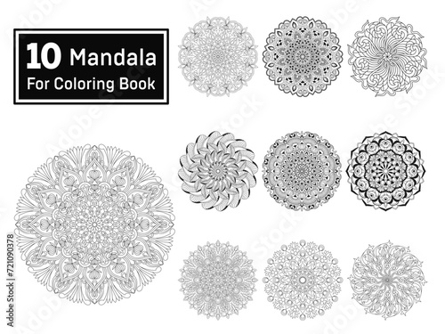 Bundle of 10 Cosmic Center Mandala For Coloring Book Page © Fardousi