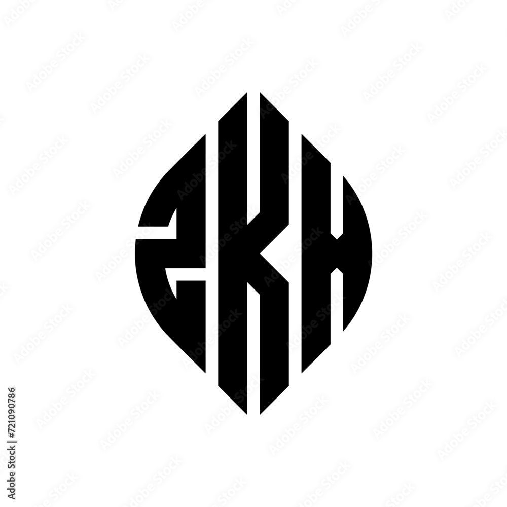 ZKX circle letter logo design with circle and ellipse shape. ZKX ellipse letters with typographic style. The three initials form a circle logo. ZKX circle emblem abstract monogram letter mark vector. ZKX circle letter logo design with circle and ellipse shape. ZKX ellipse letters with typographic style. The three initials form a circle logo. ZKX circle emblem abstract monogram letter mark vector.