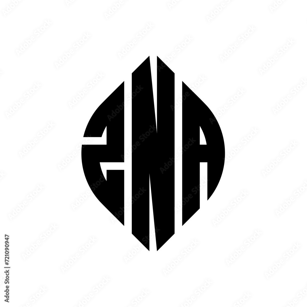 ZNA circle letter logo design with circle and ellipse shape. ZNA ellipse letters with typographic style. The three initials form a circle logo. ZNA circle emblem abstract monogram letter mark vector. ZNA circle letter logo design with circle and ellipse shape. ZNA ellipse letters with typographic style. The three initials form a circle logo. ZNA circle emblem abstract monogram letter mark vector.
