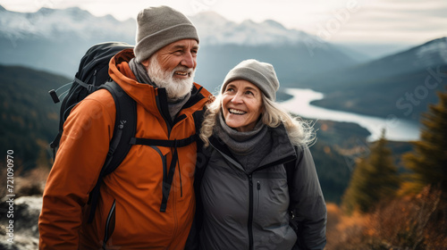Seniors embark on a nature hike, capturing breathtaking views and sharing their adventurous spirit through stunning online photos