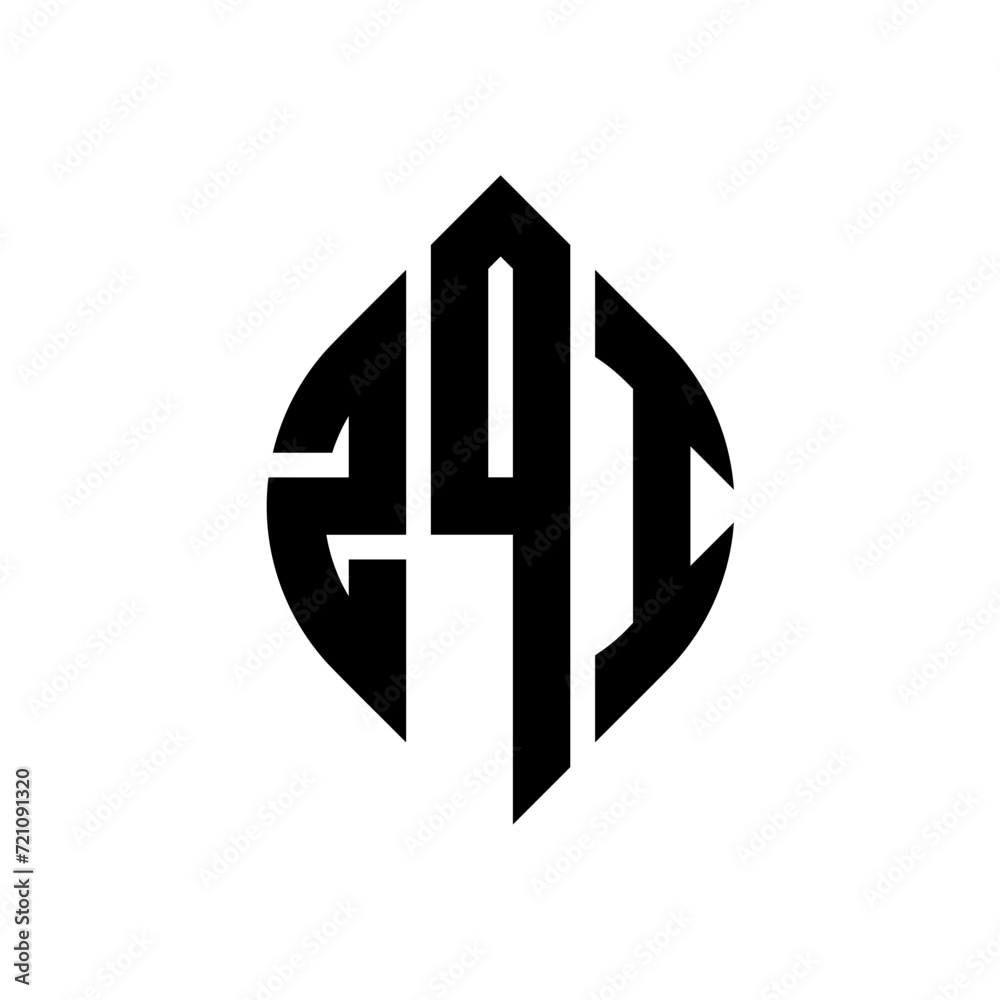 ZQI circle letter logo design with circle and ellipse shape. ZQI ellipse letters with typographic style. The three initials form a circle logo. ZQI circle emblem abstract monogram letter mark vector.