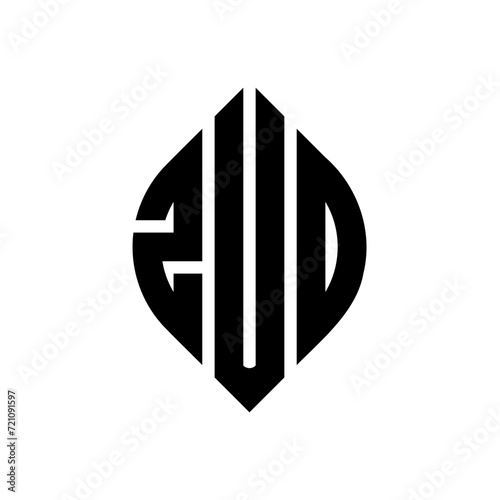 ZUD circle letter logo design with circle and ellipse shape. ZUD ellipse letters with typographic style. The three initials form a circle logo. ZUD circle emblem abstract monogram letter mark vector.