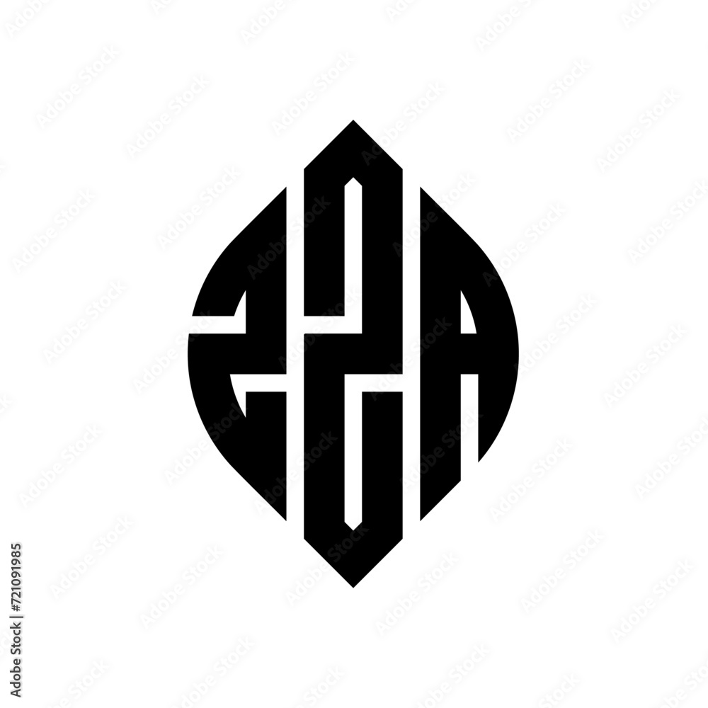 ZZA circle letter logo design with circle and ellipse shape. ZZA ellipse letters with typographic style. The three initials form a circle logo. ZZA circle emblem abstract monogram letter mark vector. ZZA circle letter logo design with circle and ellipse shape. ZZA ellipse letters with typographic style. The three initials form a circle logo. ZZA circle emblem abstract monogram letter mark vector.