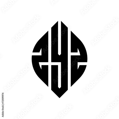 ZYZ circle letter logo design with circle and ellipse shape. ZYZ ellipse letters with typographic style. The three initials form a circle logo. ZYZ circle emblem abstract monogram letter mark vector.
