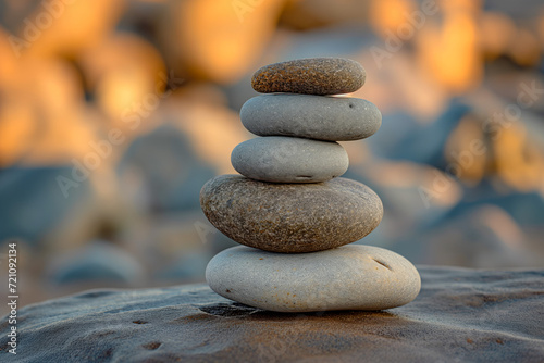 Serenity Stones Stacked at Sunset