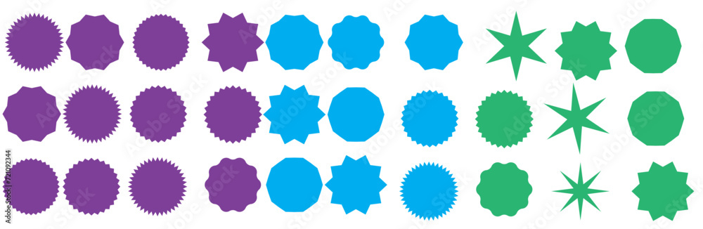 Starburst red sticker set - collection of special offer sale round and oval sunburst labels and buttons isolated on white background. Stickers and badges with star edges for promo advertising Starburst red sticker set - collection of special offer sale round and oval sunburst labels and buttons isolated on white background. Stickers and badges with star edges for promo advertising