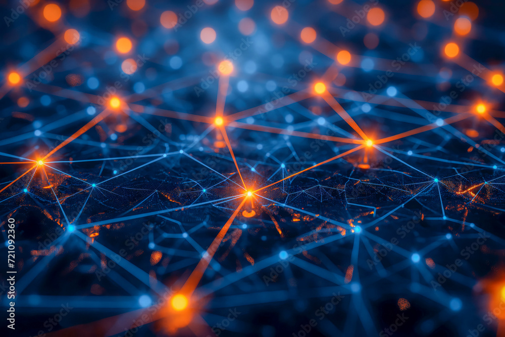 Fototapeta premium Cybernetic Network Abstract with Orange Highlights