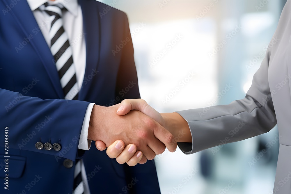man and women shaking hands after an interview