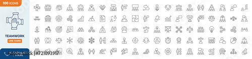 Teamwork Line Editable Icons set. Editable stroke. Vector illustration
