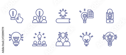 Idea line icon set. Editable stroke. Vector illustration. Containing idea, solution.