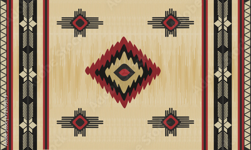 Navajo tribal vector seamless pattern. Native American ornament. Ethnic South Western decor style. Boho geometric ornament. blanket, rug. Woven carpet