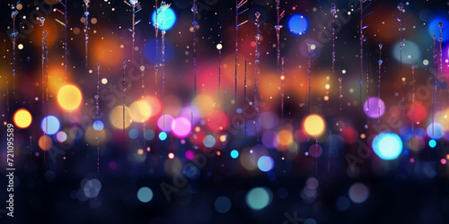 Glitter bokeh lighting effect colorful blurred abstract background.