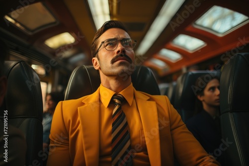 Pensive Businessman in Bold Yellow Suit