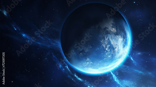 Celestial Majesty: A Mesmerizing Planet Illuminated in Cosmic Blue