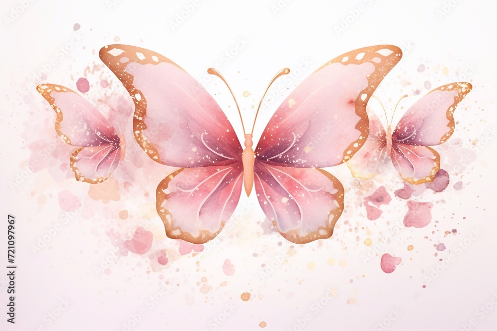 pink golden glitter butterfly design watercolor pink golden glitter butterfly design watercolor