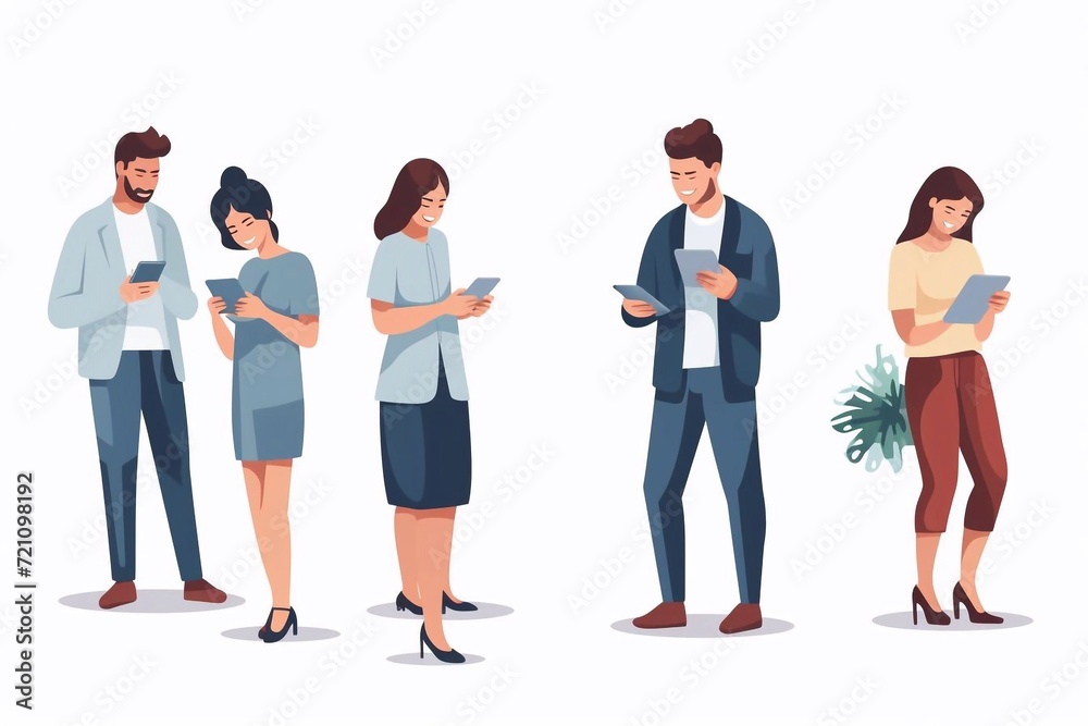 Set Smiling people using smart phones
Set Smiling people using smart phones