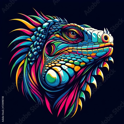 Wallpaper Mural Iguana lizard head in colorful abstract WPAP art style. Vector illustration in the form of geometric lines with a mix of bright colors Torontodigital.ca
