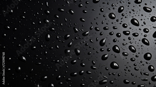Crystal Clarity: Water Droplets Adorning a Dark Surface
