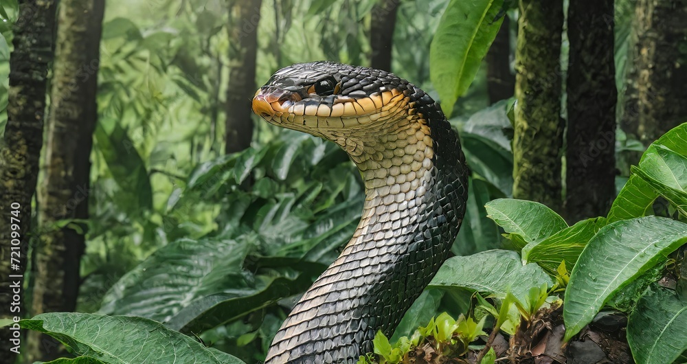 Ai generated king cobra , animals ,snakes ,king cobra , jungle ...