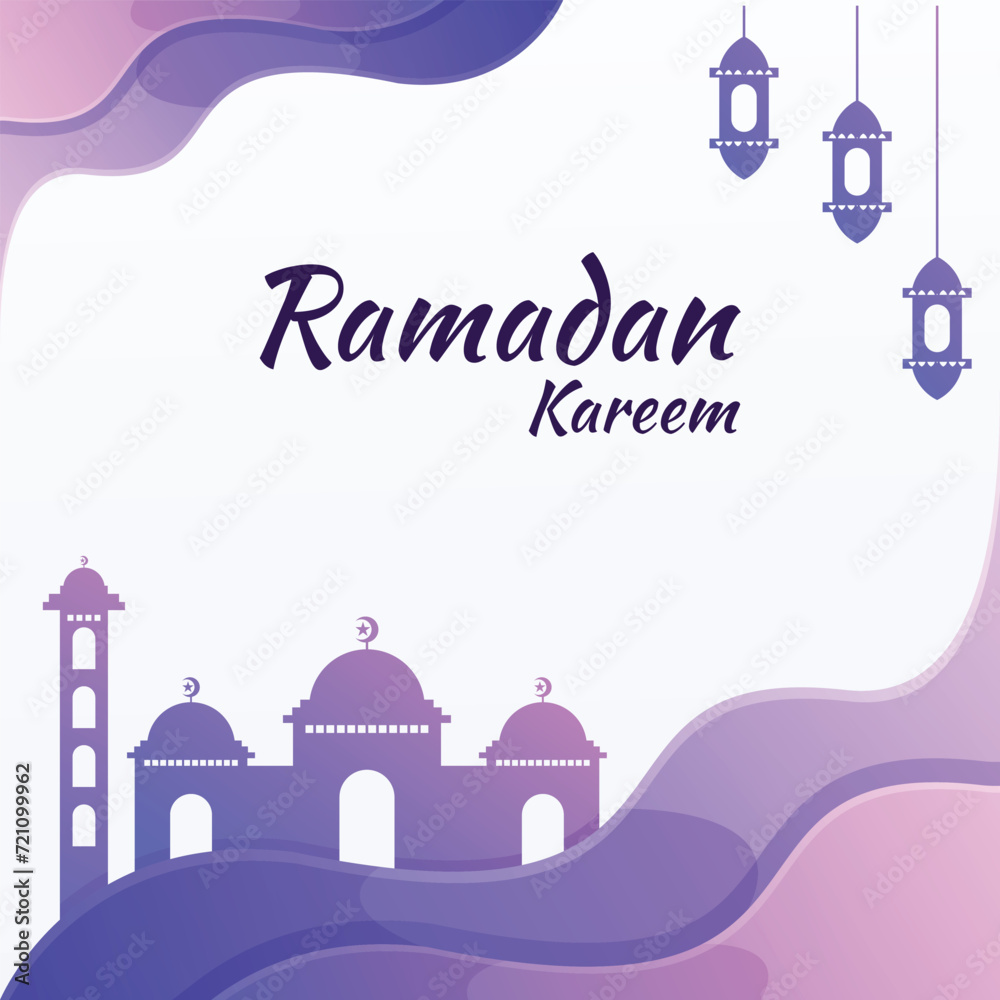 ramadan kareem background with purple color gradient