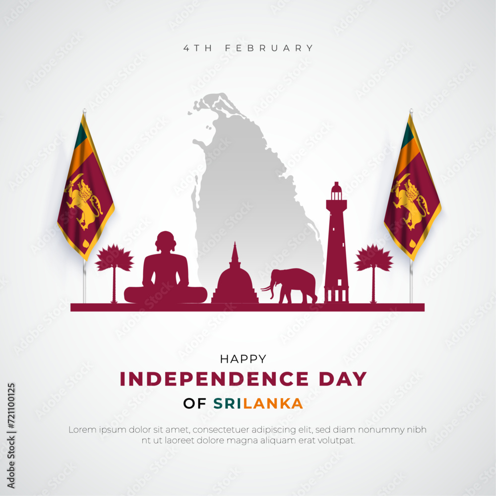 Sri Lanka Independence Day Post and Greeting Card. Happy Independence ...