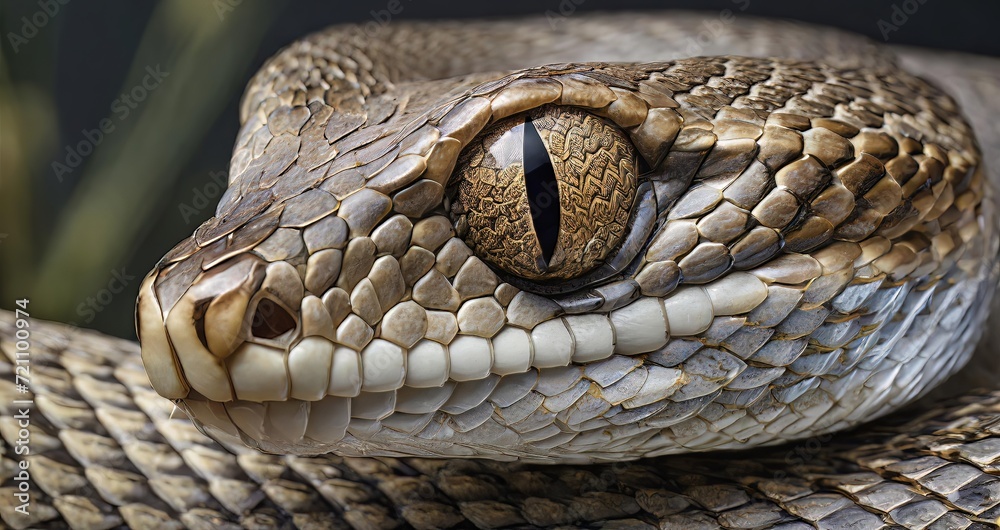 Fototapeta premium Ai generated closeup shot of snakes with crystal clear eyes