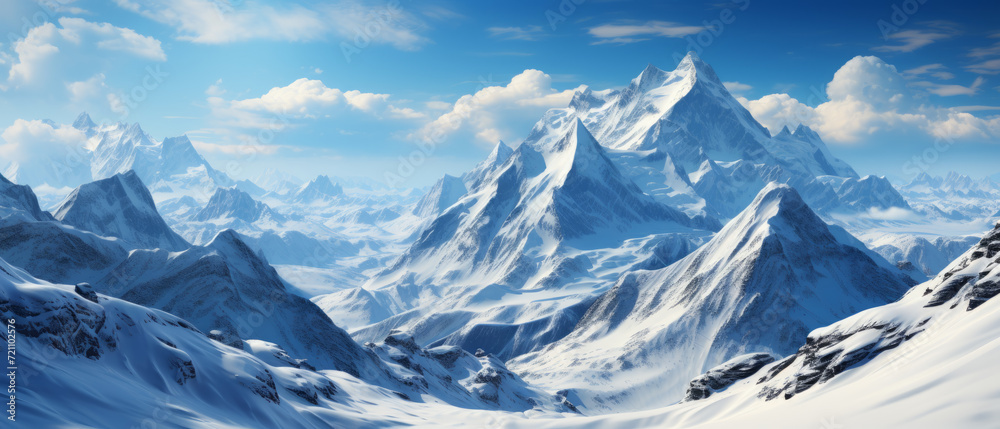 Obraz premium Majestic Snow-Covered Mountain Peaks