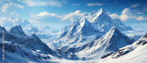 Majestic Snow-Covered Mountain Peaks © Lidok_L