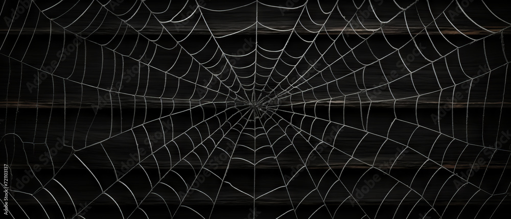Abstract Spider Webs on Dark Wood
