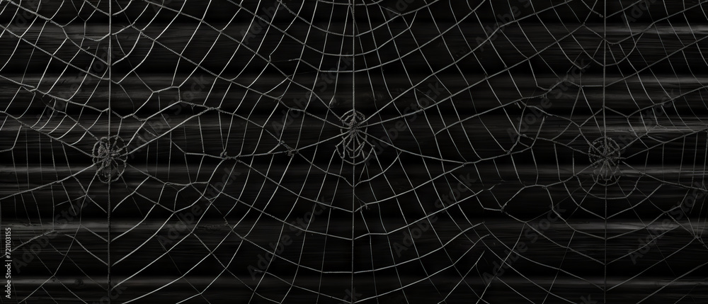 Abstract Spider Webs on Dark Wood