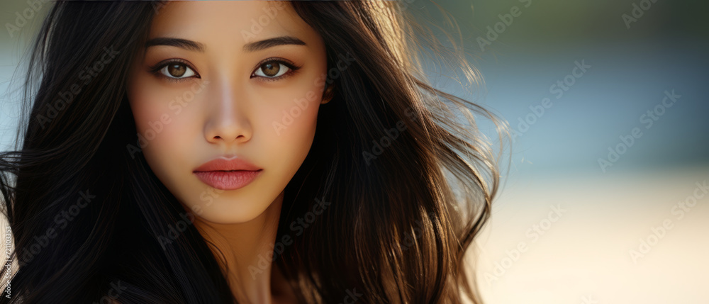 Coastal Glow Asian Beauty at Sunset Coastal Glow Asian Beauty at Sunset
