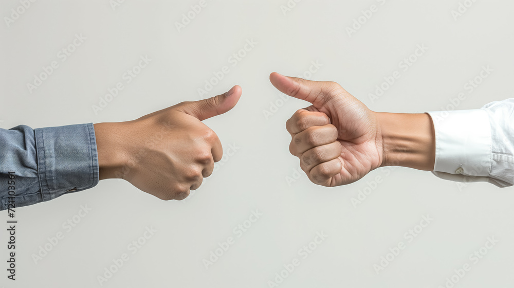 Two hands giving thumbs up side by side. Two hands giving thumbs up side by side.