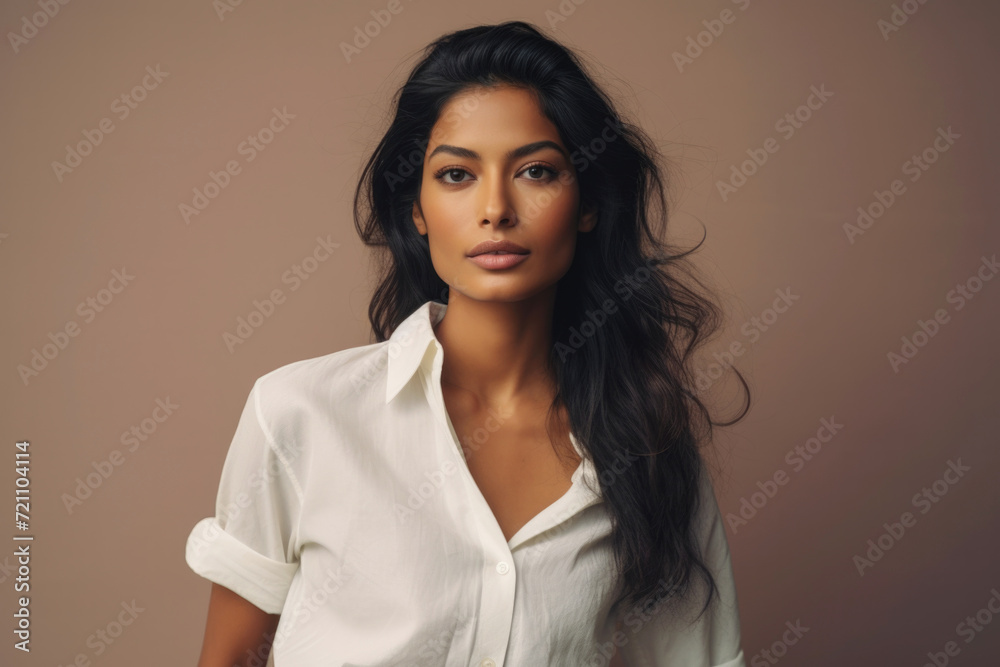 Fashion portrait of a bold and beautiful young female of Indian ethnicity Fashion portrait of a bold and beautiful young female of Indian ethnicity