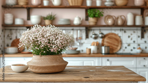 A bouquet of white flowers on the kitchen table © Ольга Дорофеева