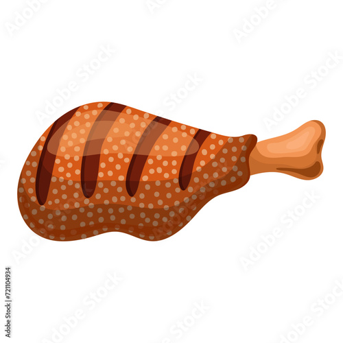 Grilled chicken leg. Vector illustration on a white background