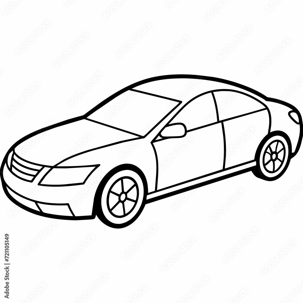 car black and white vector illustration for coloring book	