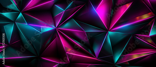Abstract Neon Triangular Prism Facets