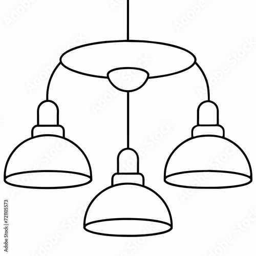 Ceiling lights black and white vector illustration for coloring book	