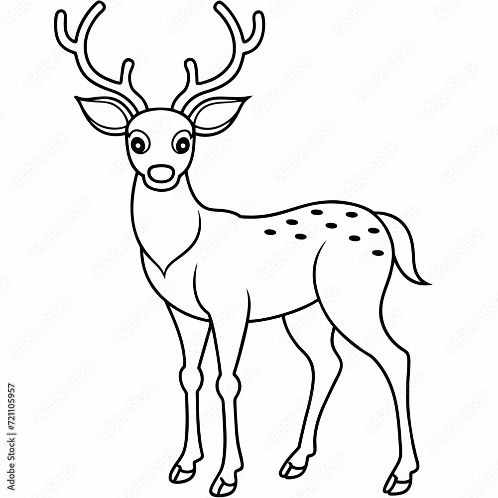 Fototapeta premium deer black and white vector illustration for coloring book