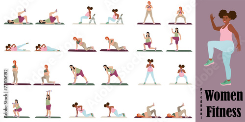 Young pregnant women fitness workout set