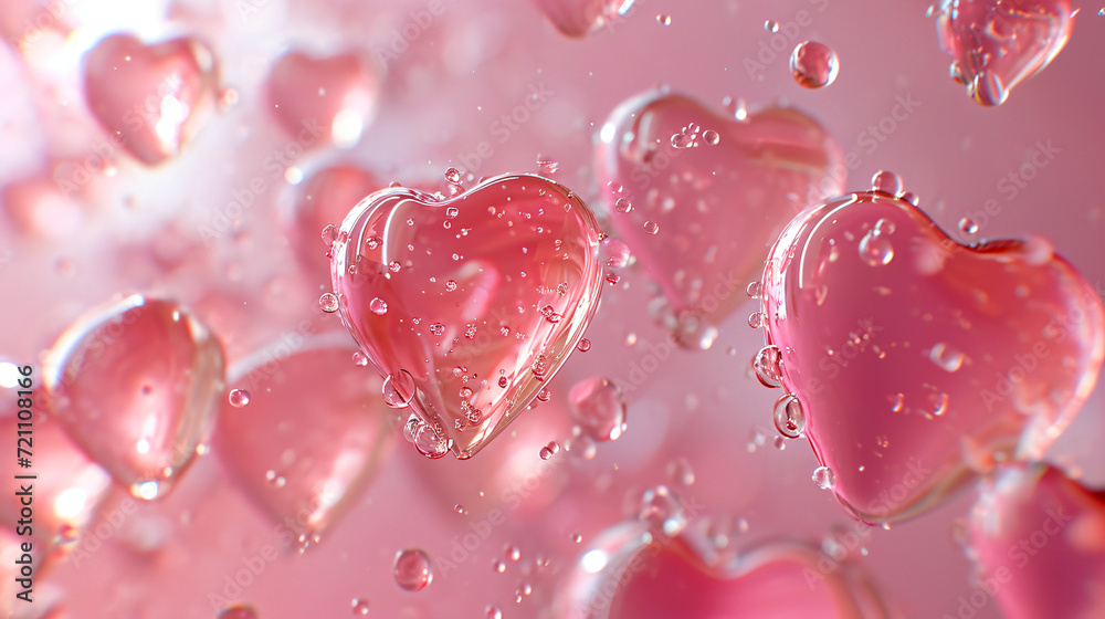 Heart-shaped lollipop candies on a pink background. Valentines day background Heart-shaped lollipop candies on a pink background. Valentines day background