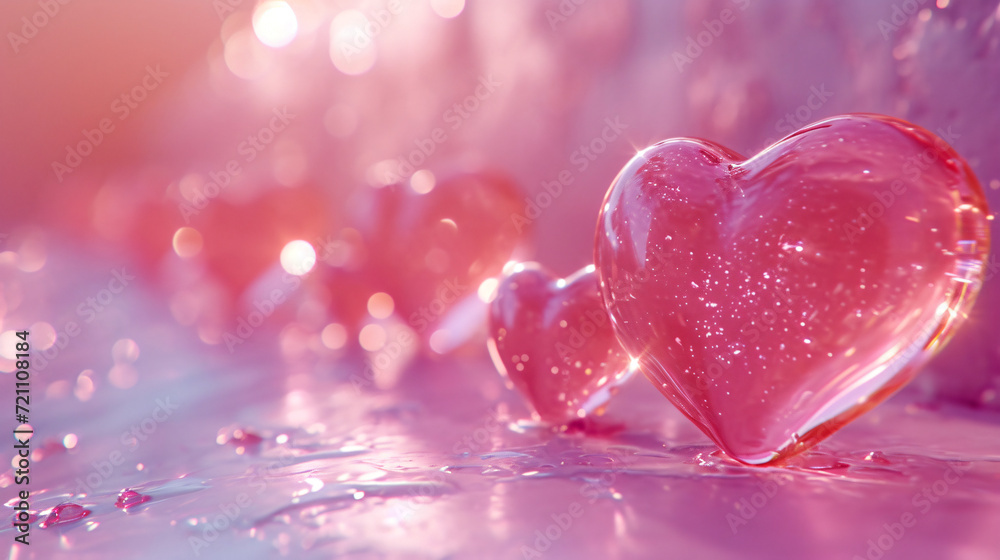 Obraz premium Heart-shaped lollipop candies on a pink background. Valentines day background
