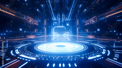 A futuristic technology background with sleek lines, glowing elements, and a view of the future, perfect for innovation, digital, and high-tech themes