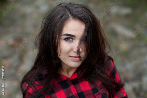 Beautiful girl with shiny black hair and black eyes. Miss from Ukraine © romeof
