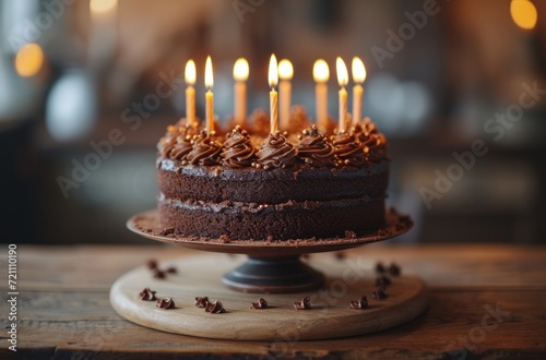 a brown cake with lots of candles