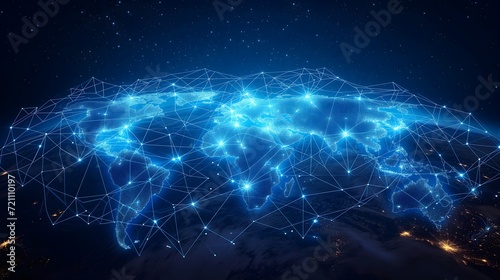 Connected world, An impactful stock image portraying global networking and international communication, beautifully illustrated with a world map. Elements by NASA.
