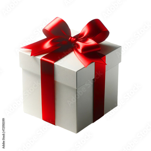 Gift Box Wrapped with a Red Ribbon
